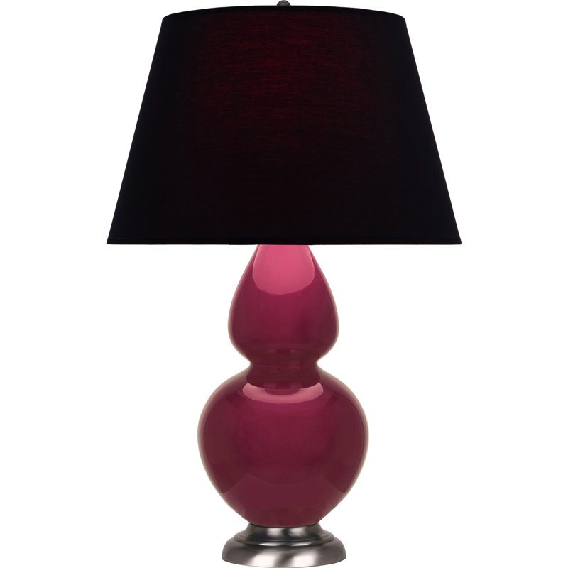 Lampe de table double gourde en céramique, Argent argent, Sucre prune glacé, Noir / rose rouge