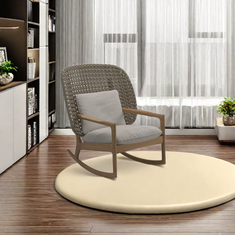 Contemporary Rattan Rocking Chair ChairVogue Modern teak rattan rocking chair | Wayfair