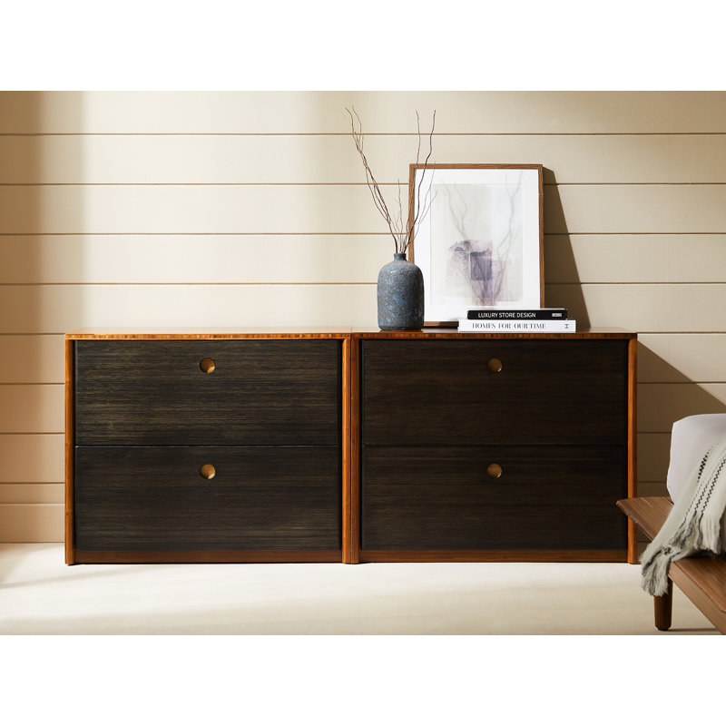 Modern Solid Wood Quinn Dresser, Brown/Black
