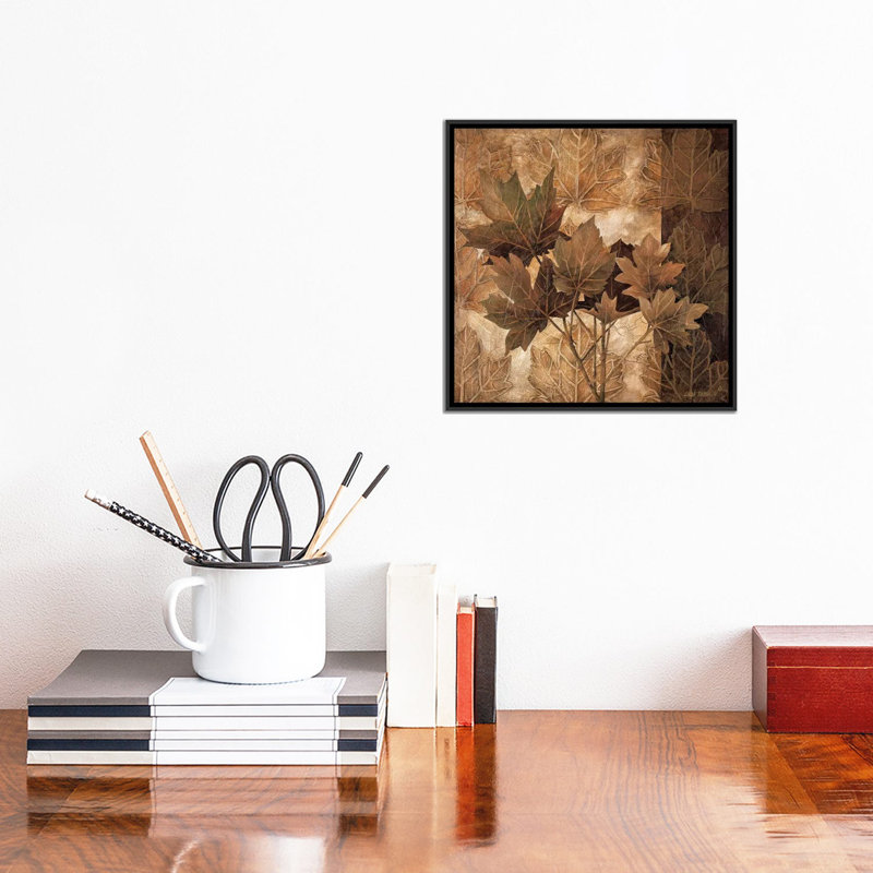 « leaf patterns ii », impression sur toile, H 18 po x l 18 po x P 1,5 po, Toile avec cadre noir, Pas de tapis