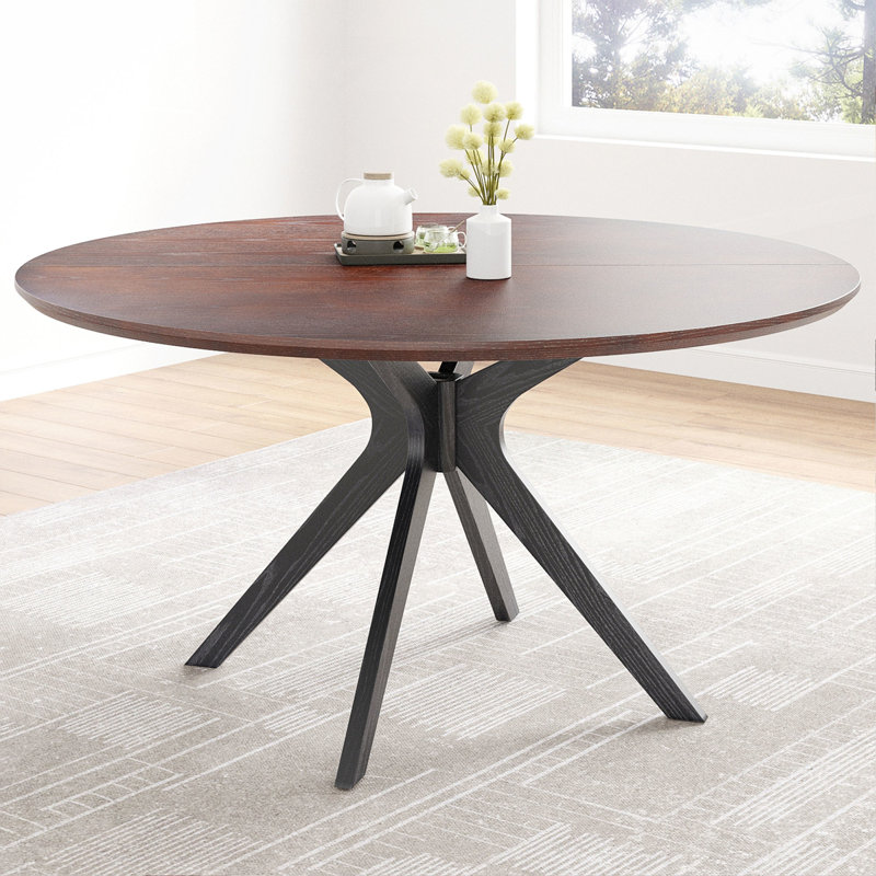 Table de salle à manger 47,2 "en bois massif pour 4 à 6 personnes avec base piédestal entrecroisée