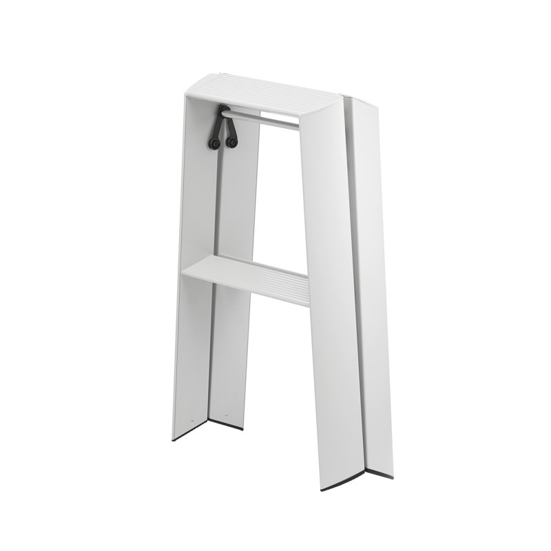 lucano 2 - Step Aluminum Lightweight Folding Ladder Step Stool, Crystal Gray