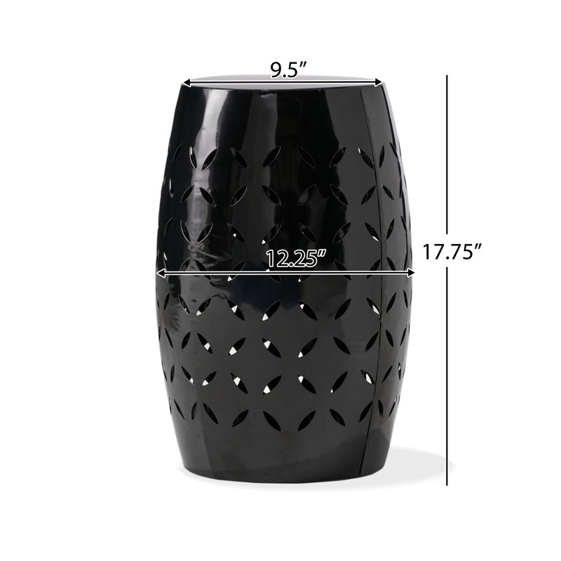 Roomfitters 12" Cylindrical Accent Side Table, Modern Industrial Metal End Table for Living Room or Patio, Black, Black