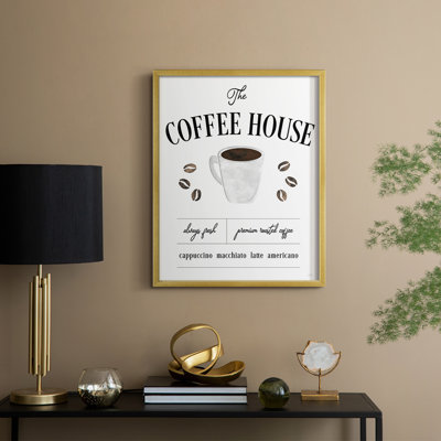 «Always Fresh Coffee House», reproduction encadrée - bois massif