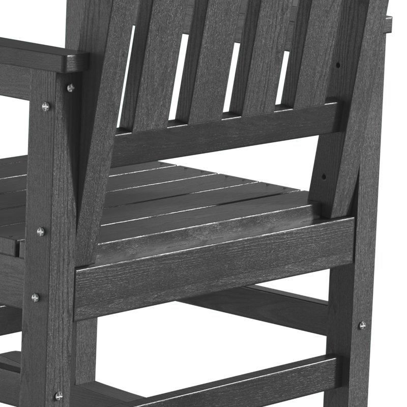 Chaise berçante surdimensionnée d'extérieur en PEHD, Gris foncé