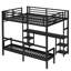 Lit superposé en métal / lit mezzanine avec bureau et tablettes, utilisations multiples se pliant dans un canapé avec DEL et USB