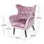 Confortable fauteuil à accoudoirs en velours lavande d'inspiration Mid-Century-283985416