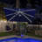 10' Square Lighted Cantilever Swivel Umbrella with Solar Powered LED Swivel and Base-67120589