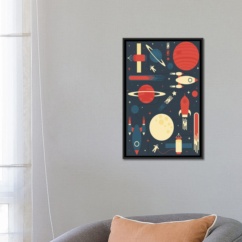 « space odyssey », impression sur toile tendue, H 26 po x l 18 po x P 1,5 po, Toile avec cadre noir, Pas de tapis
