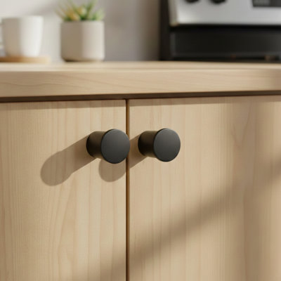 ROUS Hardware Mid-Century Modern Aluminum Cut-Out Cabinet Knob, Charcoal (Black), 1 Count