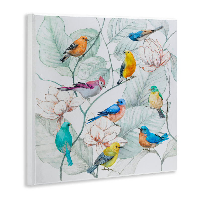 Plaque murale colorée d'oiseaux, design par Lorenzo Collective