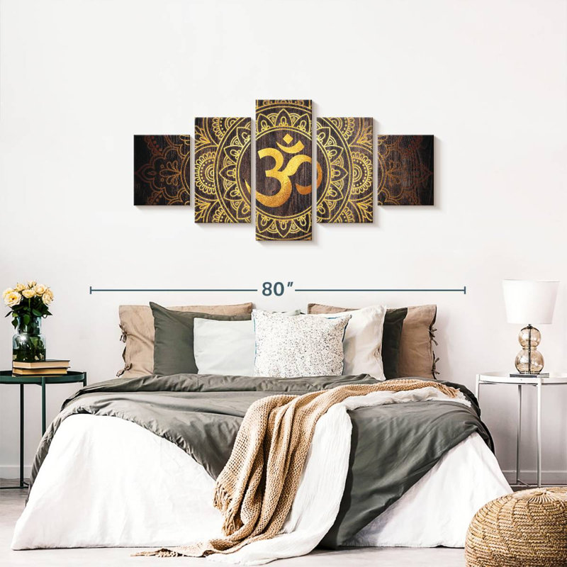 Mandala Om Symbole, reproduction d'art sur toile, H 30 po x l 68 po x P 1,25 po