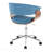 Chrome Metal, Walnut Wood & Blue Fabric Vintage Mod Mid-Century Modern Office Chair-204526427-204526426