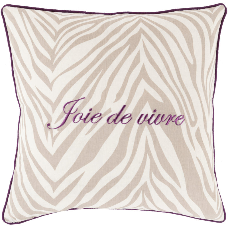 Joie De Vivre Linen Pillow Cover, 20" x 20", Dark Purple/Taupe, Pillow Cover Only - No Insert