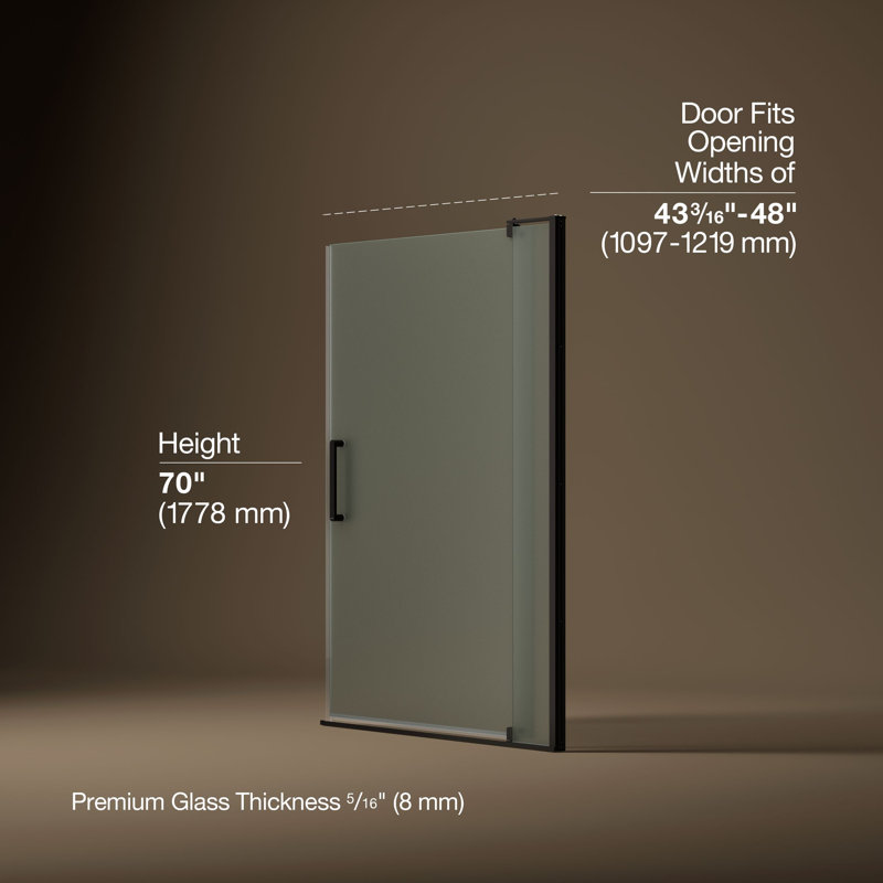 Revel 48'' x 70'' Pivot Shower Door with CleanCoat® Technology, Frosted, Anodized Dark Bronze