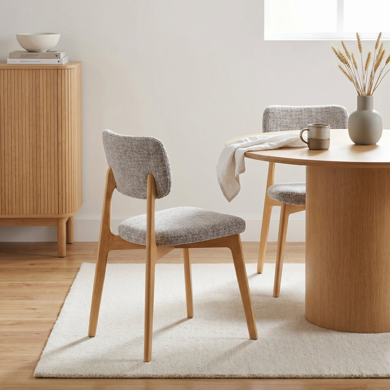Chaise d'appoint rembourrée en bois massif, Ivory, Natural Wood