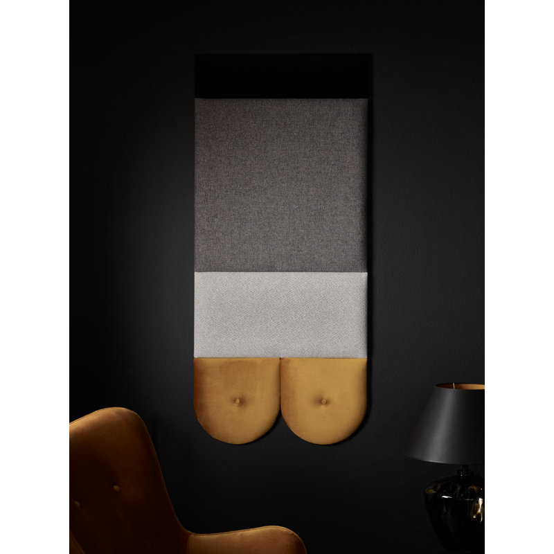 Malwae 23.6"" x 53.1"" Upholstered Wall Paneling in Grey/Mustard