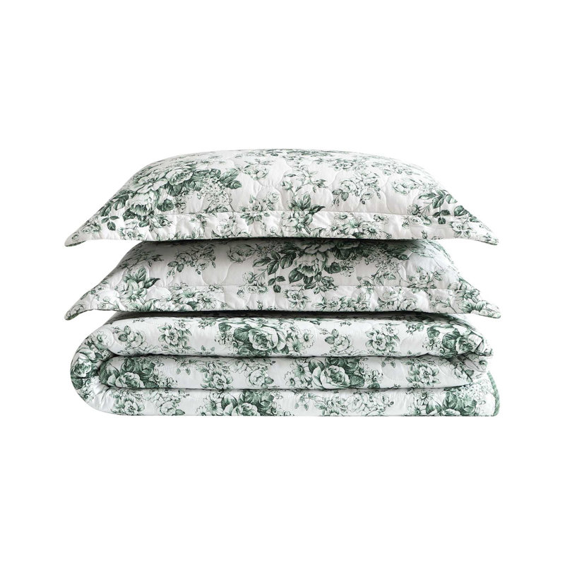 Ensemble de courtepointe réversible en coton Laura Ashley, Courtepointe pour grand lit + 2 taies décoratives