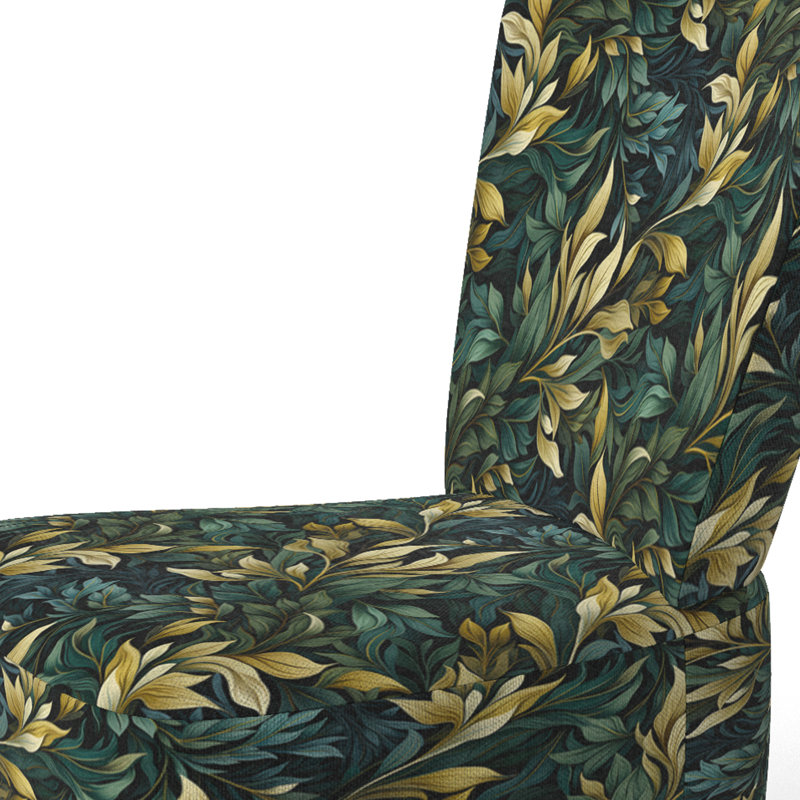 Chaise d'appoint à motif victorien rétro et cadre en velours éclectique rétro, Vert feuille et harmonie jaune III