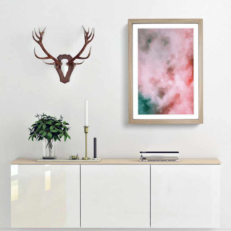Cloud Colours in Abstract - Picture Frame Painting Print, 65cm H x 48cm W x 2cm D, Oak Framed