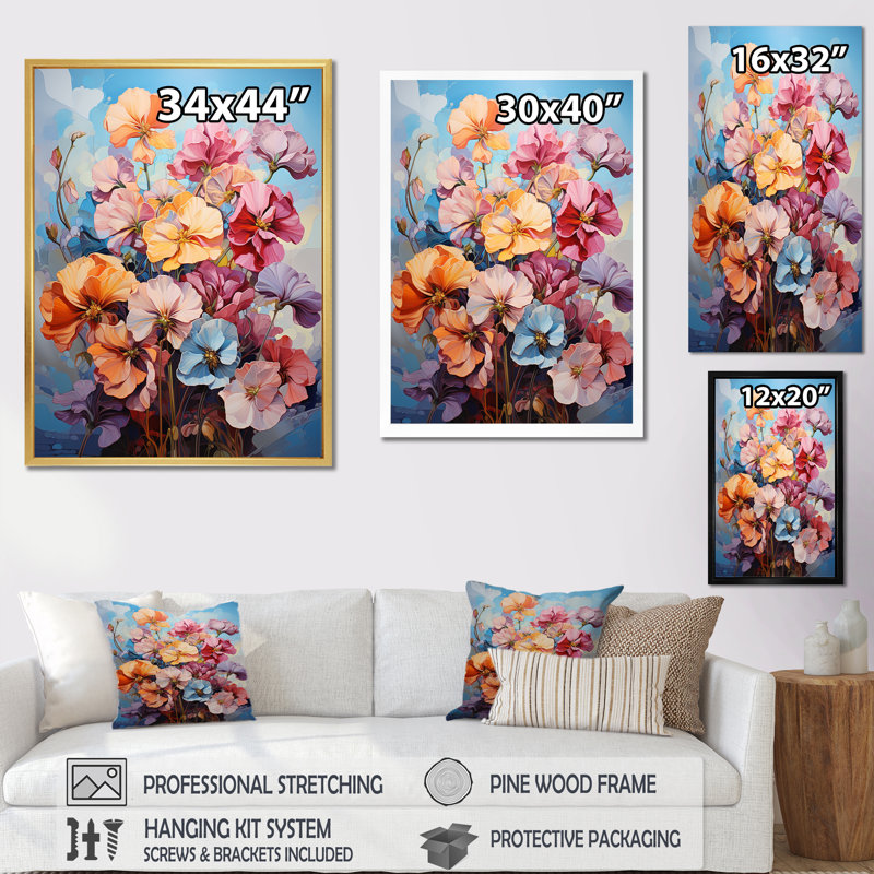 Bouquet de pensées sauvages Wild Expression, H 32 po x l 24 po x P 1 po, Cadre doré simple