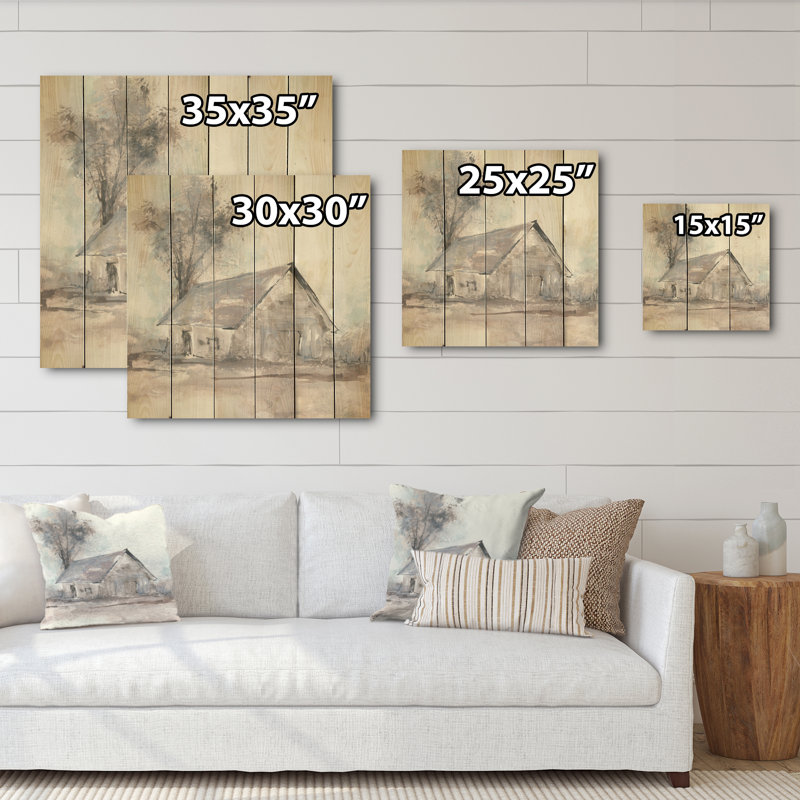 Farmhouse Barn Gray III - peinture sur bois sans cadre, H 30 po x l 30 po x P 1 po
