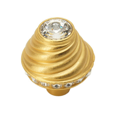 Caché large round knob with 19 rivoli Swarovski Clear Crystalsin Chalice