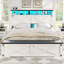 Cadre de lit grand format en métal de style campagnard, lit plateforme blanc antique avec tête de lit à DEL, station de charge et repose-pieds de rangement, lit robuste pour chambre d'adolescent-307448757-324743786