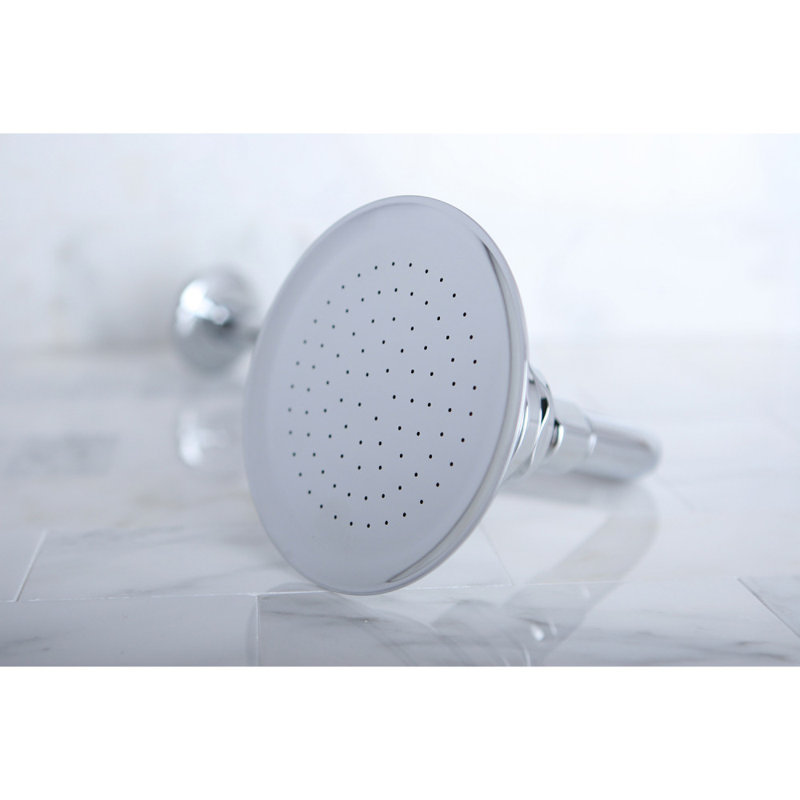 Pomme de douche ronde en laiton 4/13 po Kingston avec bras de douche 12 po Kingston, Chrome poli
