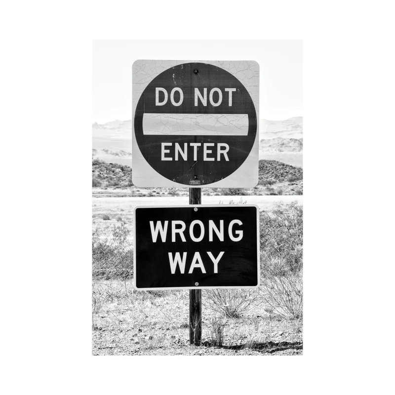 Black California Series - Wrong Way - Wrapped Canvas Print, 20.32 cm H x 30.48 cm W