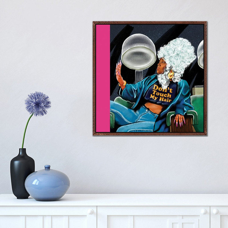 Don't Touch My Hair - Print on Canvas, 45.72 cm H x 45.72 cm W, Classic Brown Wood Framed