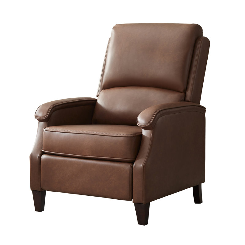 Push-Back Manual Recliner, Red Brown Faux Leather