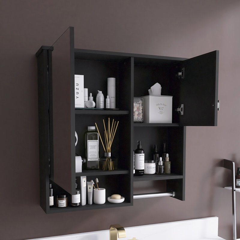 29'' X 28'' Modern Wall Mounted Bathroom Medicine Cabinet, Black
