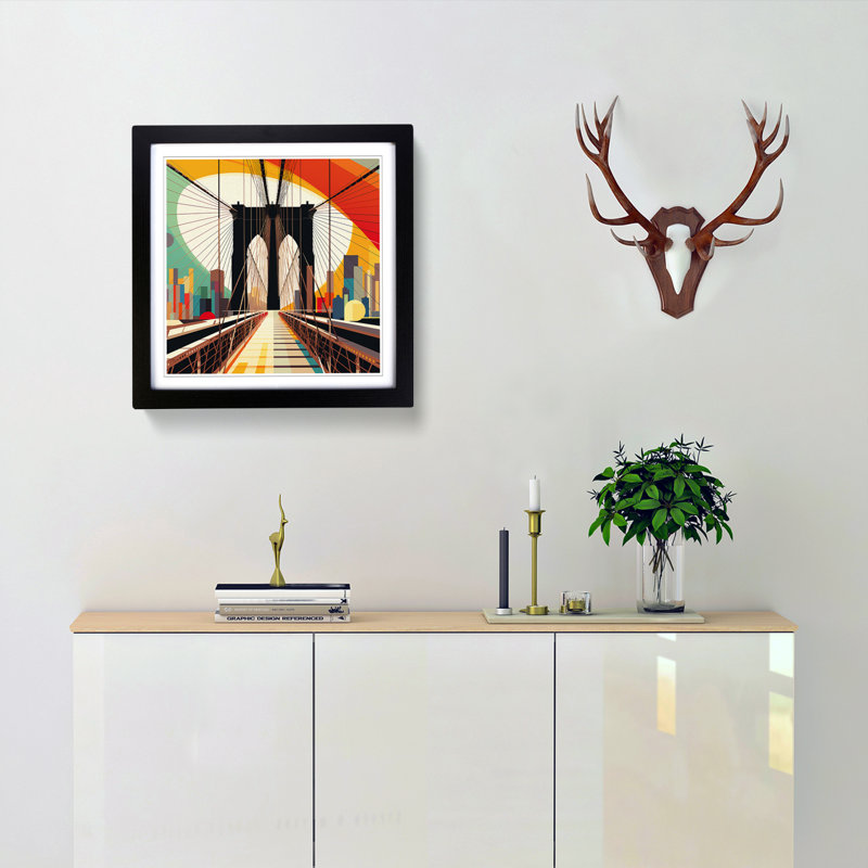 Brooklyn Bridge Bauhaus - Framed Print, Black