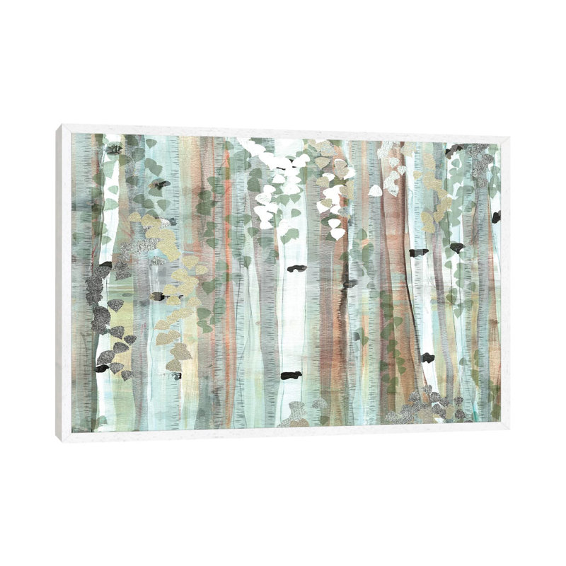 Spring Birch Meadow by Susan Jill - Painting on Canvas, 45.72cm H x 66.04cm W x 3.81cm D, White Floater Framed