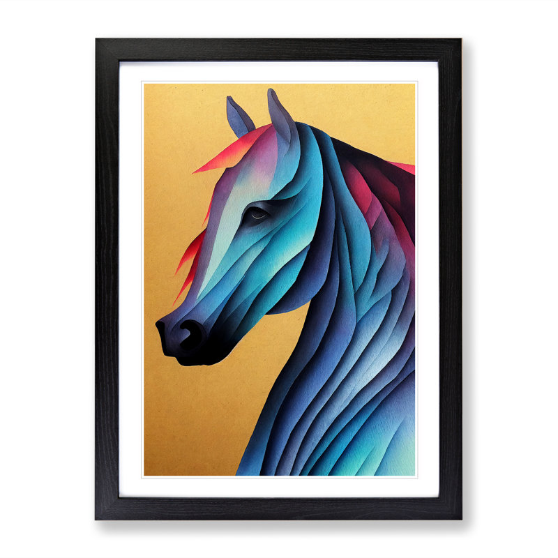 Abstract Horse No.2 - Single Picture Frame Print, Black, 64cm H x 46cm W x 2cm D