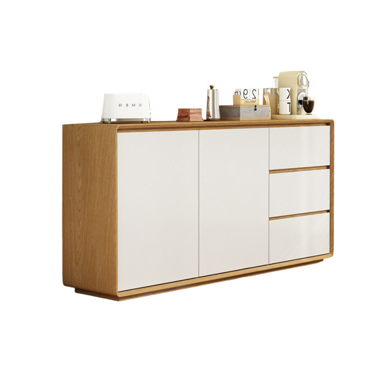 Modern Simple Solid Wood Sideboard, Burlywood/White, 31.49" H x 59.05" W x 15.75" D