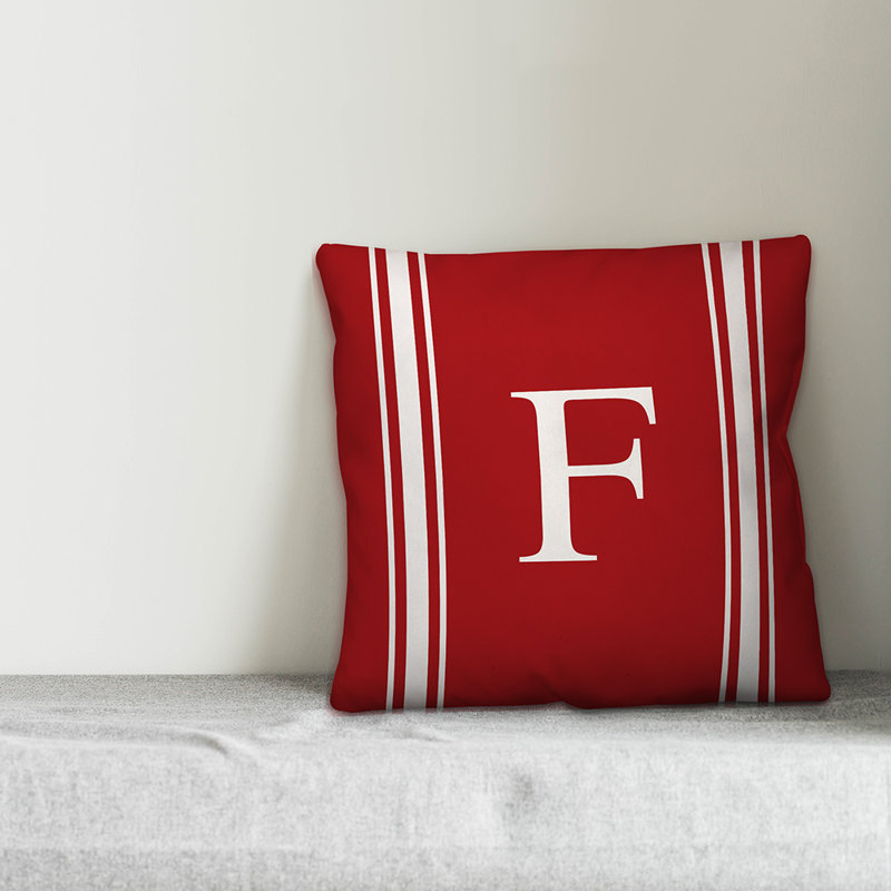 Striped Throw Pillow, F, Red