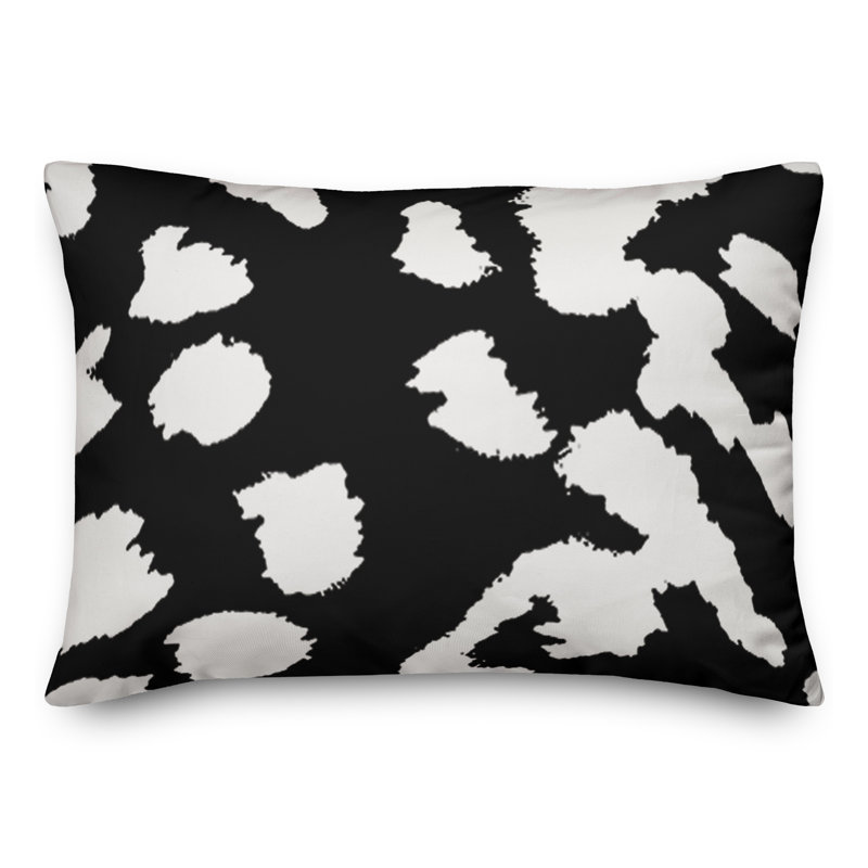 Animal Print Outdoor Reversible Throw Pillow, Black/White, 14" H x 20" W