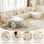 Canapé en U surdimensionné de 137 po en forme de U, canapé modulaire en velours côtelé avec méridienne, aucun assemblage requis et siège profond, canapé en mousse à compression désossée pour le salon, style minimaliste moderne, crème