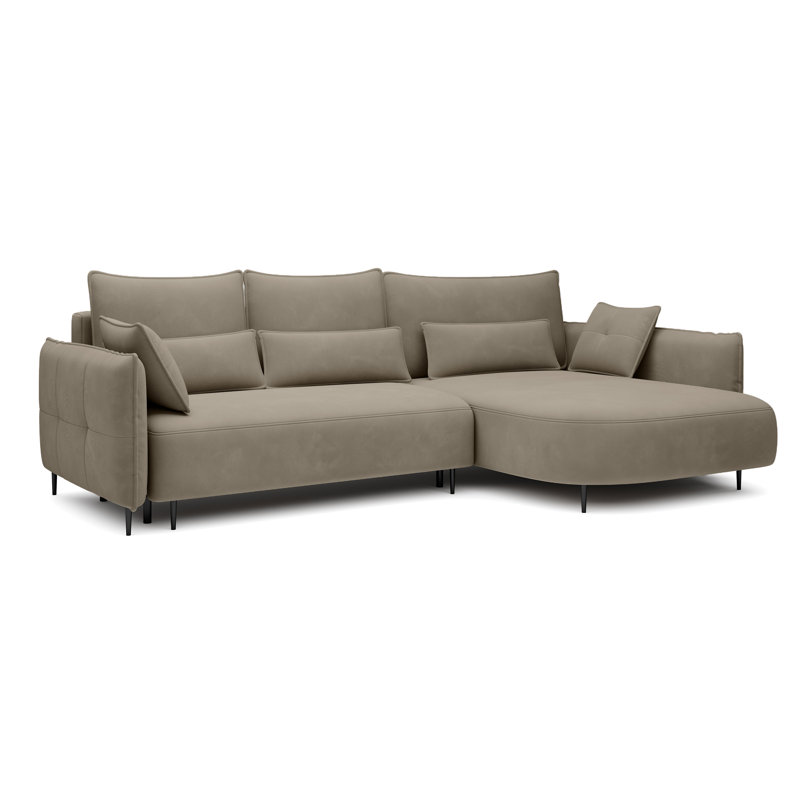 Bairo 3 Seater Fabric Reclining Sofa & Chaise, Right Hand Facing, Brown