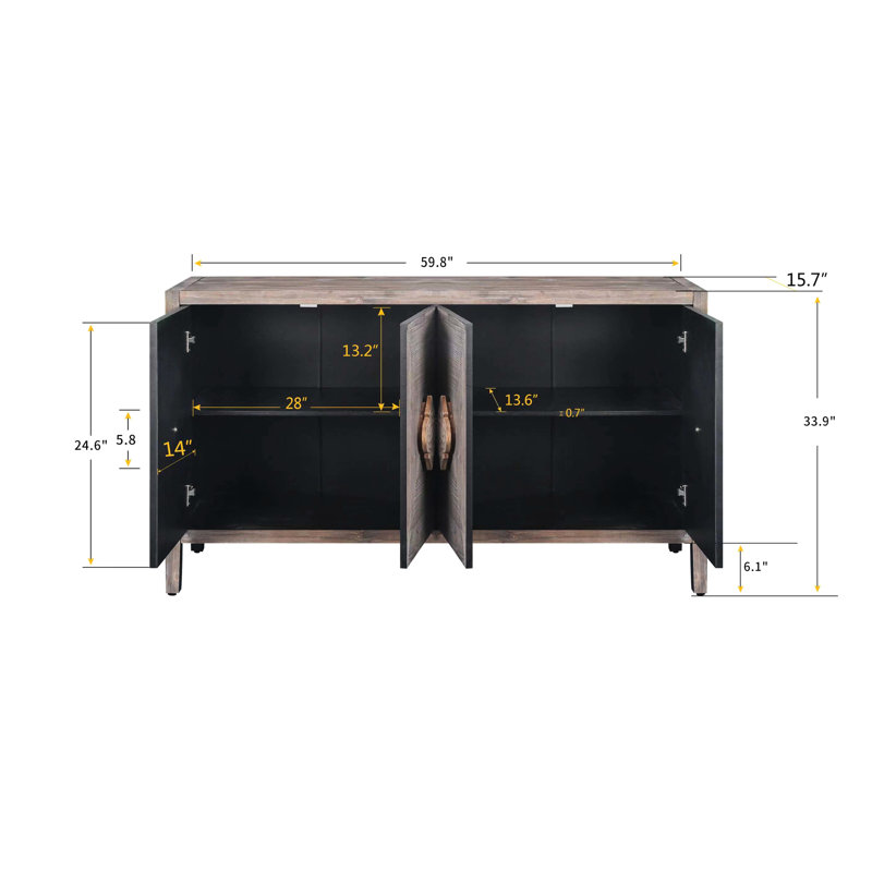 Armoire de style antique avec poignées de porte délicates fleurs - Buffet brun de salon brun, poignée délicieuse, Brun