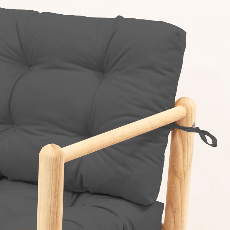 Chestnut Wood 2-Seat Outdoor Sofa With Water Repellent Cushions, Anthracite