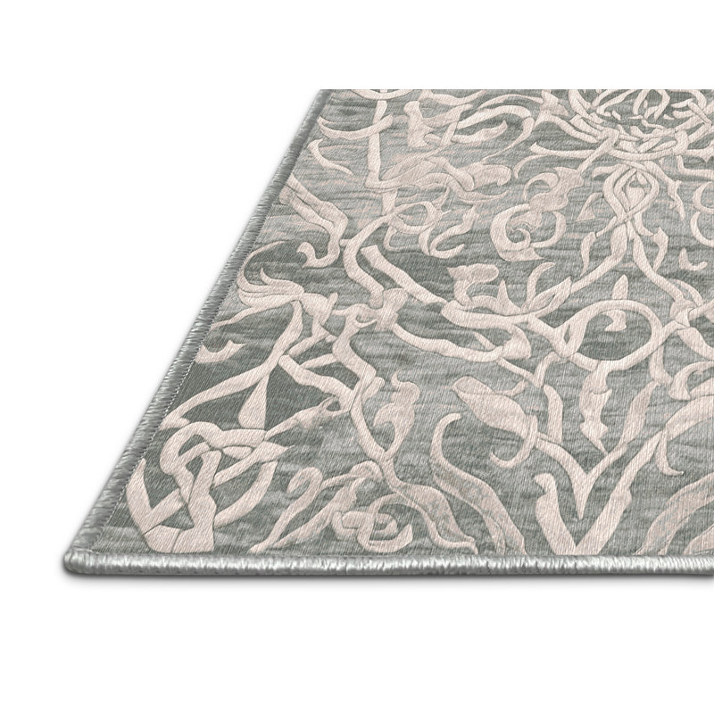 Machine Washable Beige Area Rug, Rectangle 5' x 8'