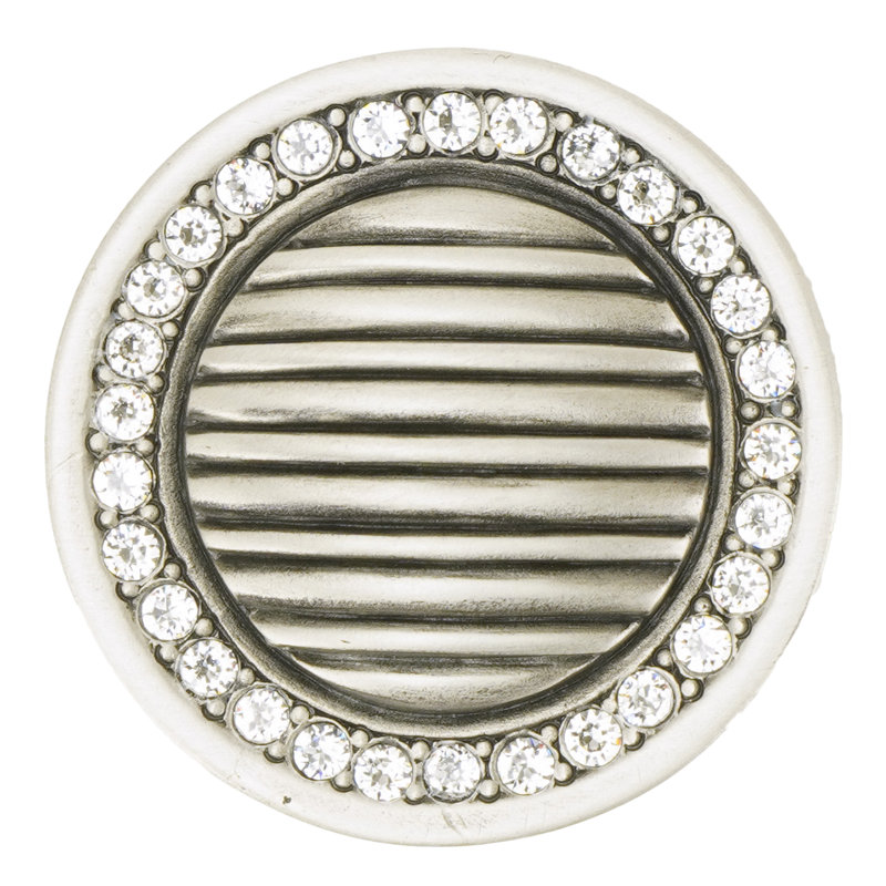 EDGAR BEREBI CHESAPEAKE KNOB DECORATED WITH CLEAR SWAROVSKI CRYSTALS IN MATTE SILVER PLATE