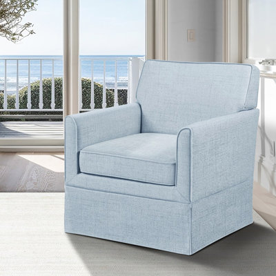 Fauteuil décoratif à housse de couleur bleue, style transitionnel décontracté, convient au salon, à la chambre à coucher, à un invité de lecture avec des pieds en bois massif, une structure en contreplaqué, un coussin en mousse haute et un siège amovible facile à assembler