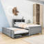 Lit plateforme en bois avec tiroirs, tête de lit, ports USB et lit gigogne simple-1491169482-1491169480