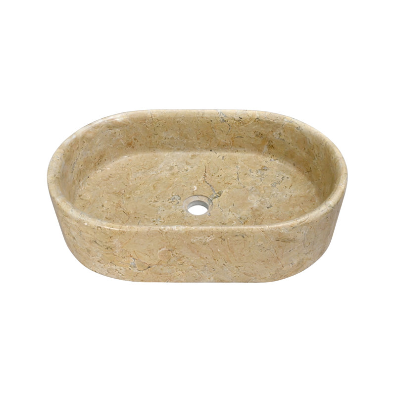 Gold Yellow Beige Natural Marble Bathroom Vessel Sink, Gold/Beige