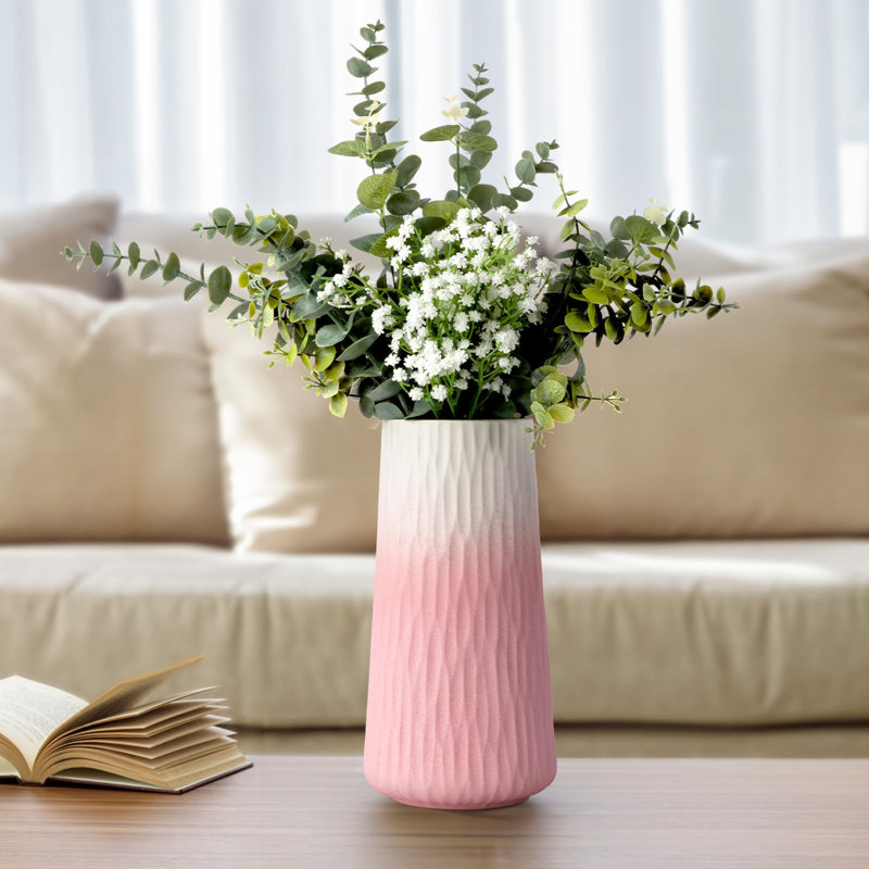 Modern Cylindrical Ceramic Vase, 9.8" H x 5" W x 5" D