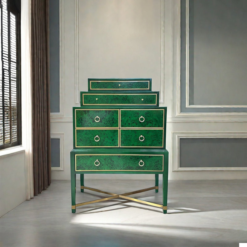 Armoire d'appoint légère et luxueuse à sept tiroirs, Vert